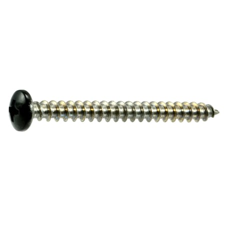 Midwest Fastener Sheet Metal Screw, #10 x 2 in, Painted 18-8 Stainless Steel Pan Head Phillips Drive, 100 PK 09105